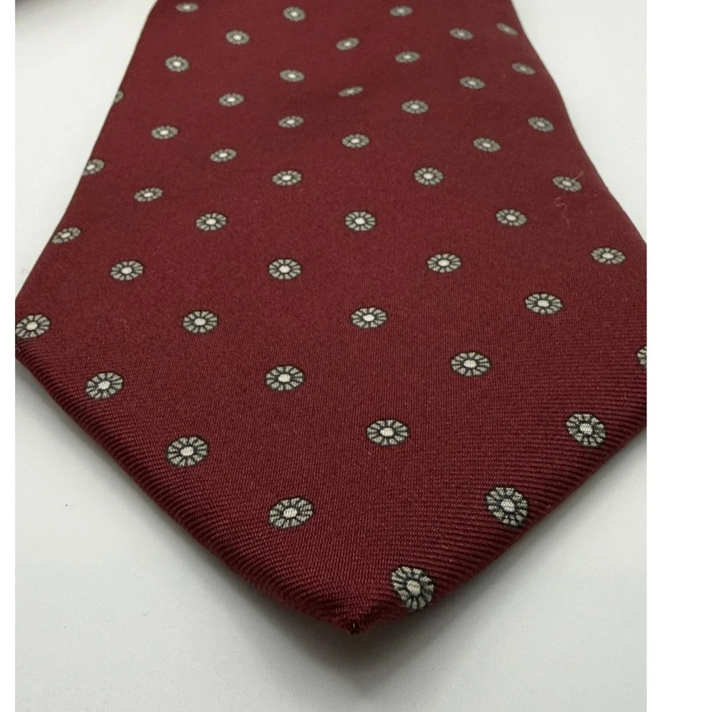 Christian Dior Silk Tie OS Burgundy Floral Medallion Vintage Designer Preppy